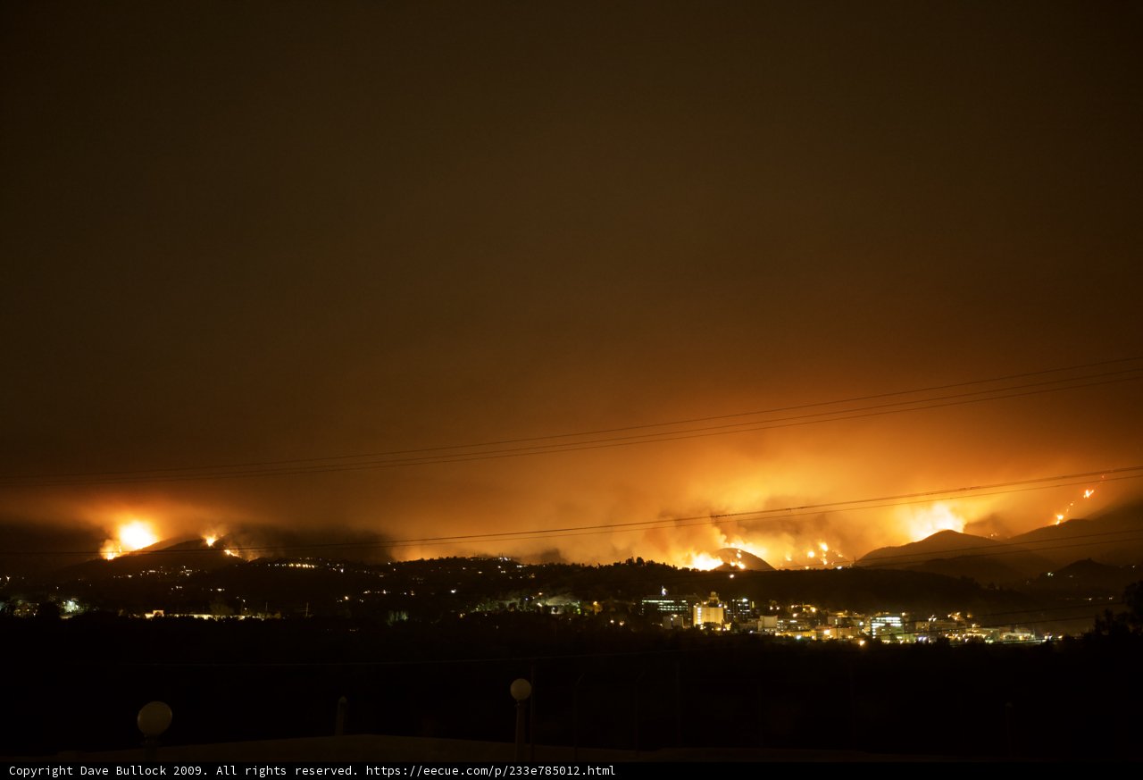 Aerial View of Station Fire at Night