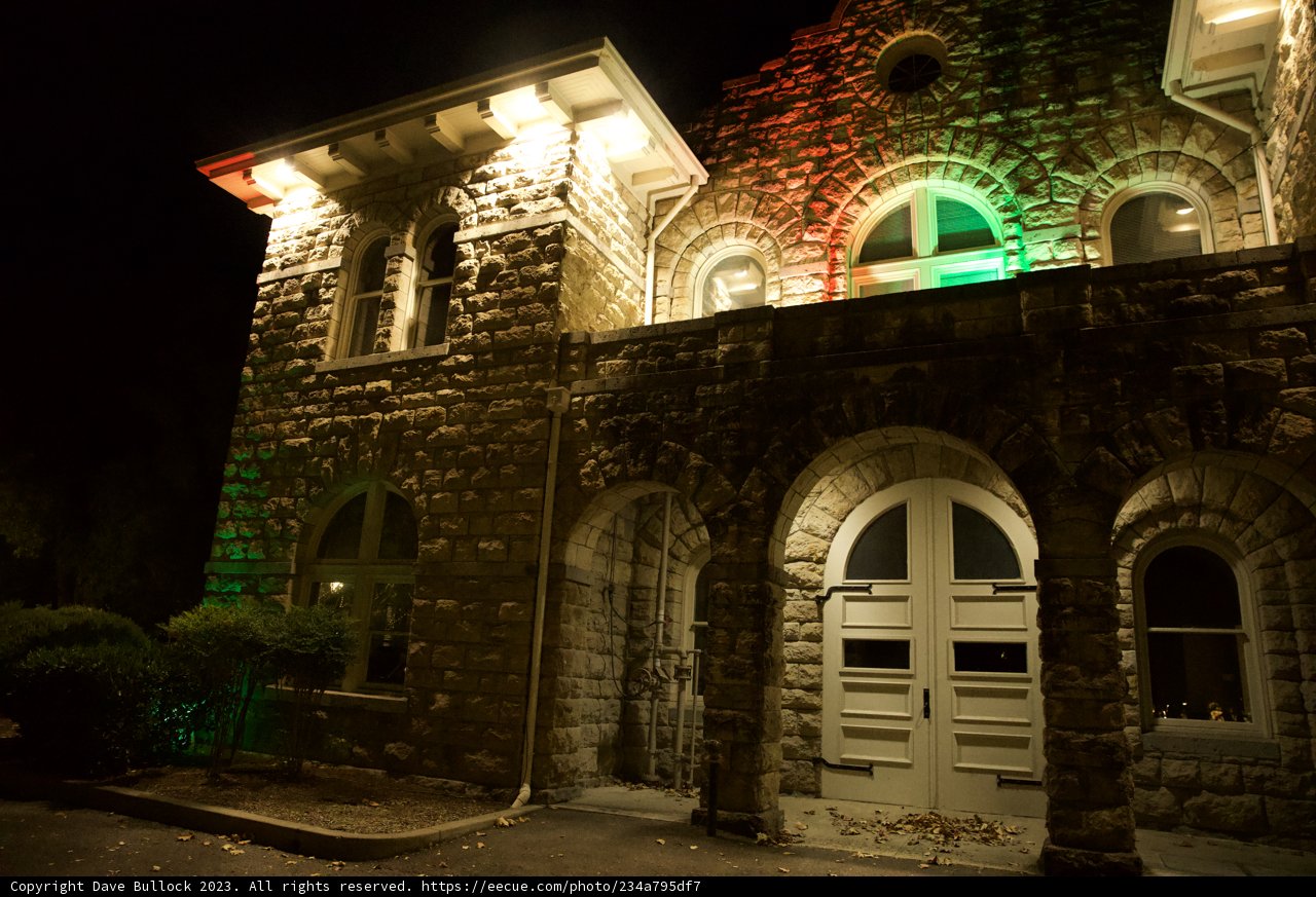 Gothic Charm under Night Sky: Sonoma's Historic Architecture