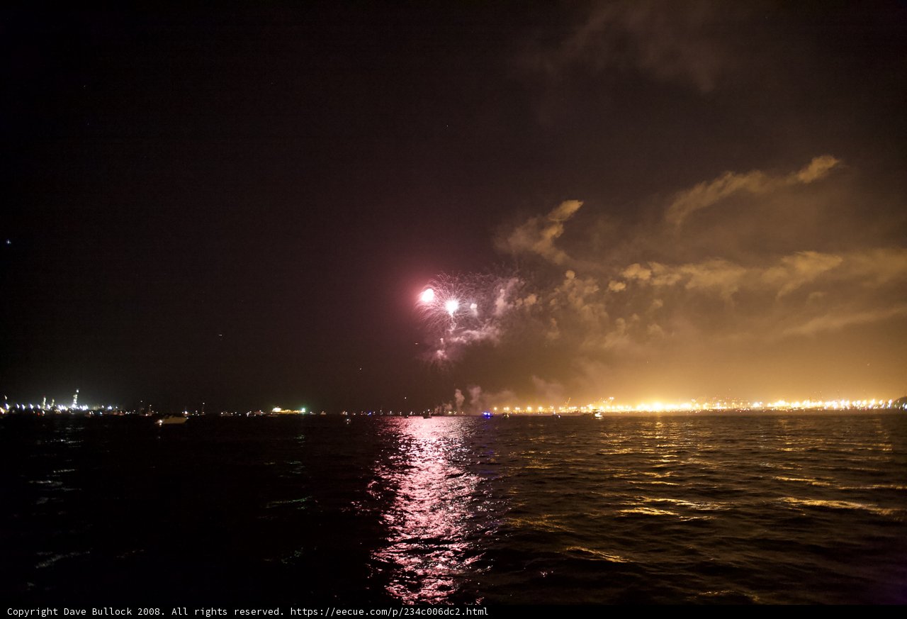 Flare of Fireworks over the Water