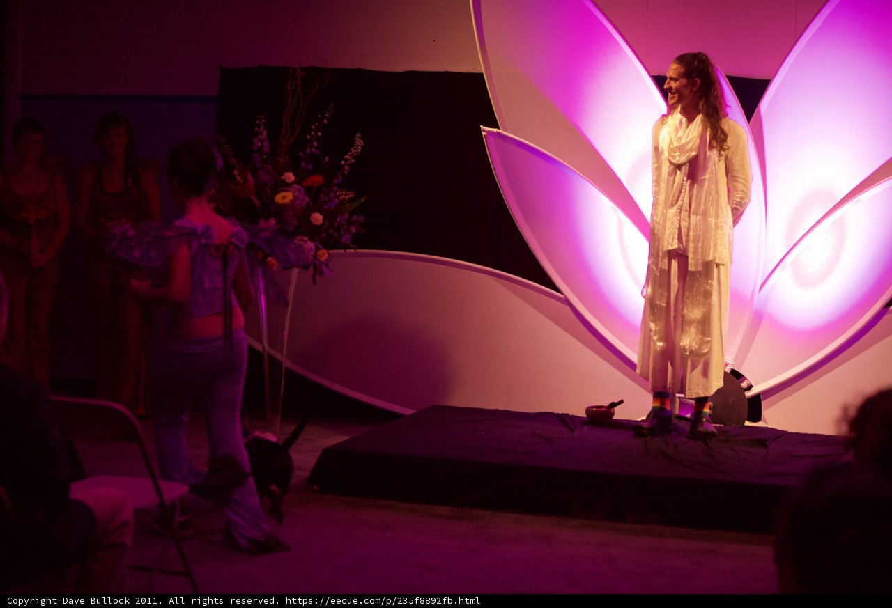 Woman on Stage with Flower Bouquet