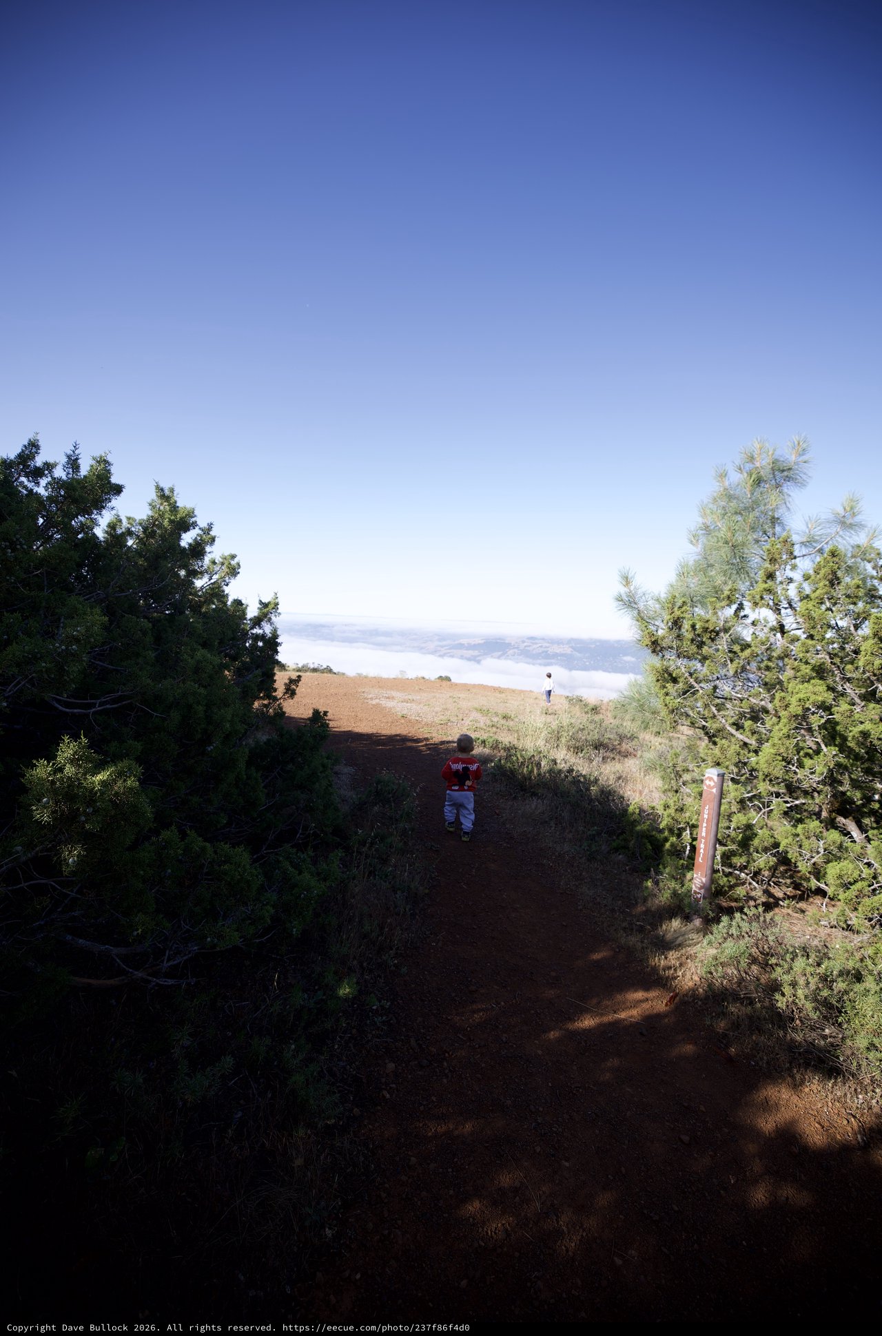 Child Hiking Toward Clouds Above Mt. Diablo