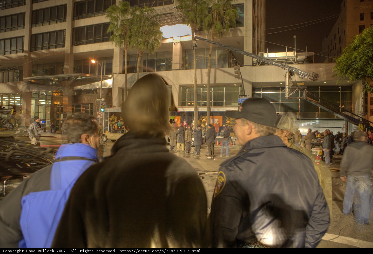 Nighttime Crowd Gathers in Metropolis