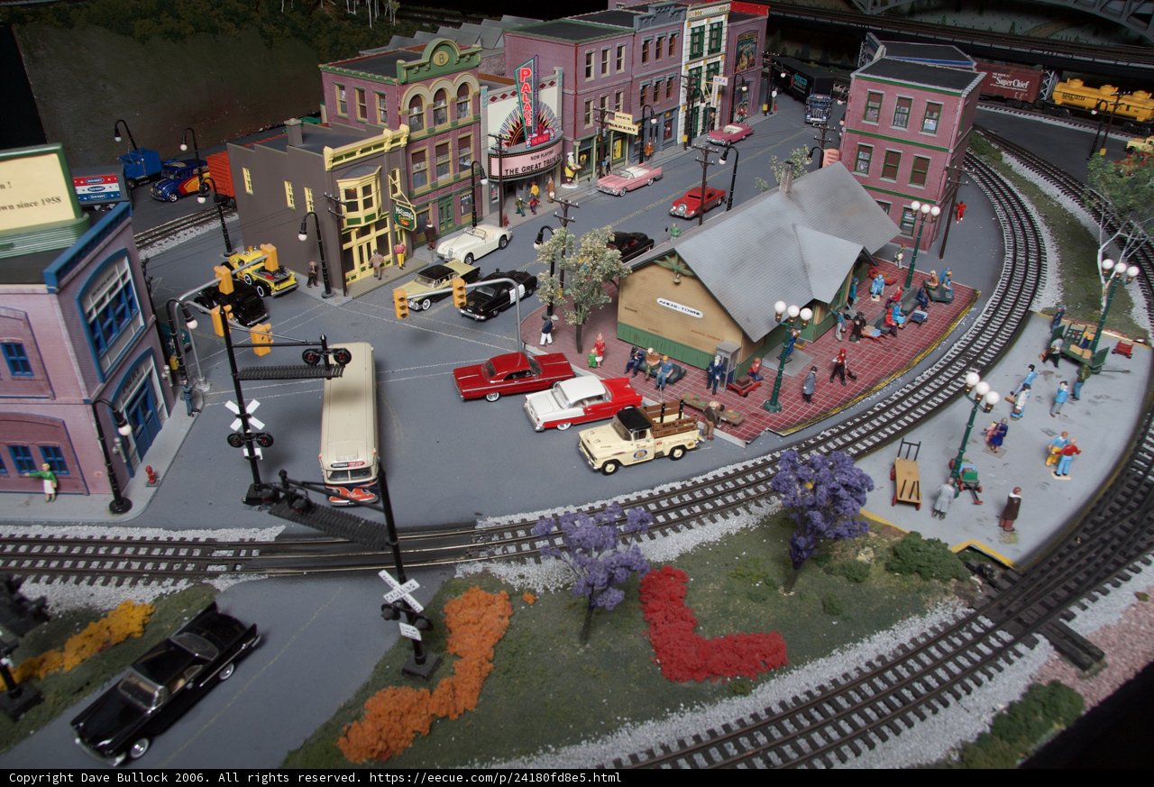 Model Train Set in a Bustling Metropolis