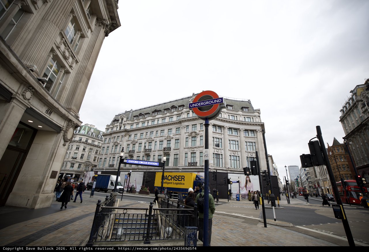 Oxford Circus Underground Station on Overcast London Day
