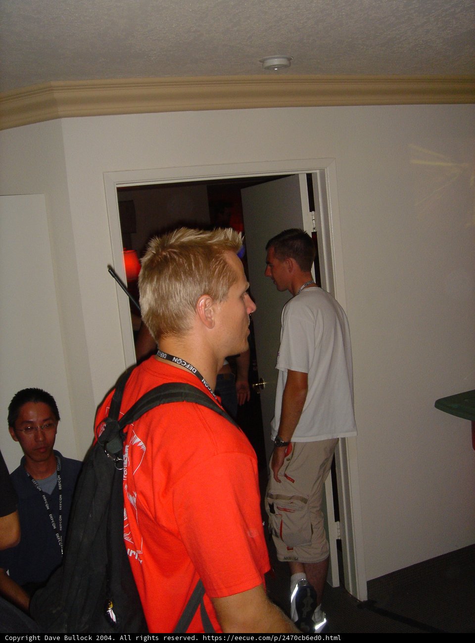 Red Shirt Guy with Backpack and Nautical Necklaces