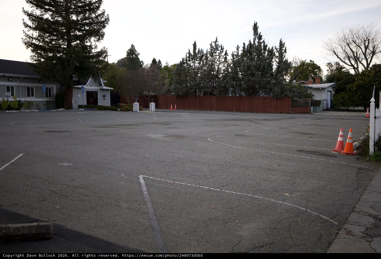 Empty Suburban Parking Lot at Dusk