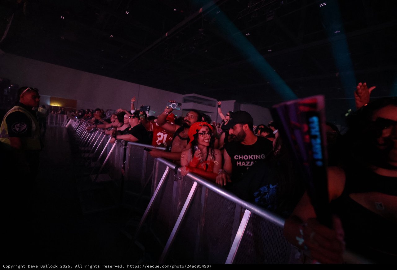 Front Row Fans Packed Against Concert Barrier