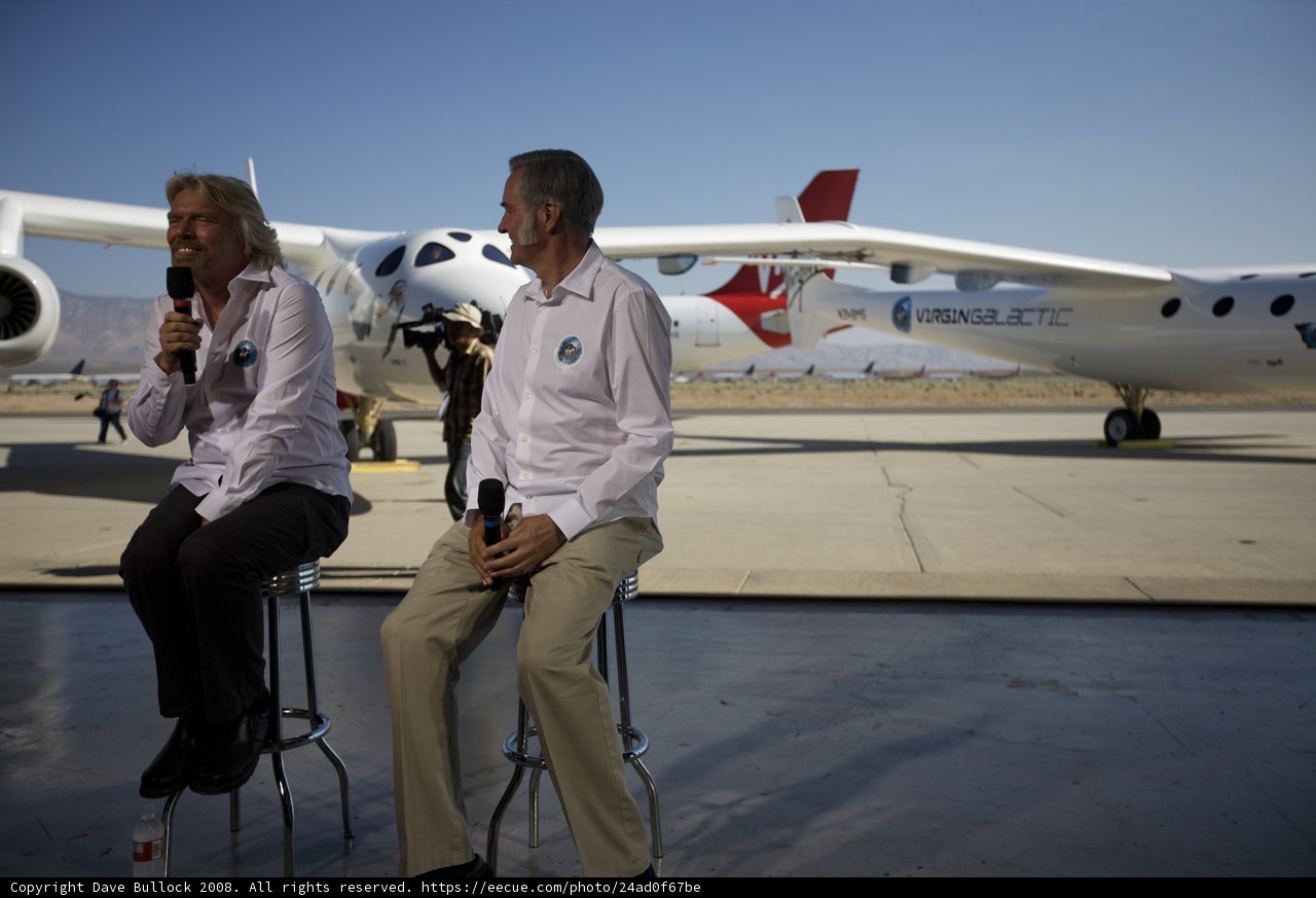 Richard Branson and Co-Pilot at the Airfield