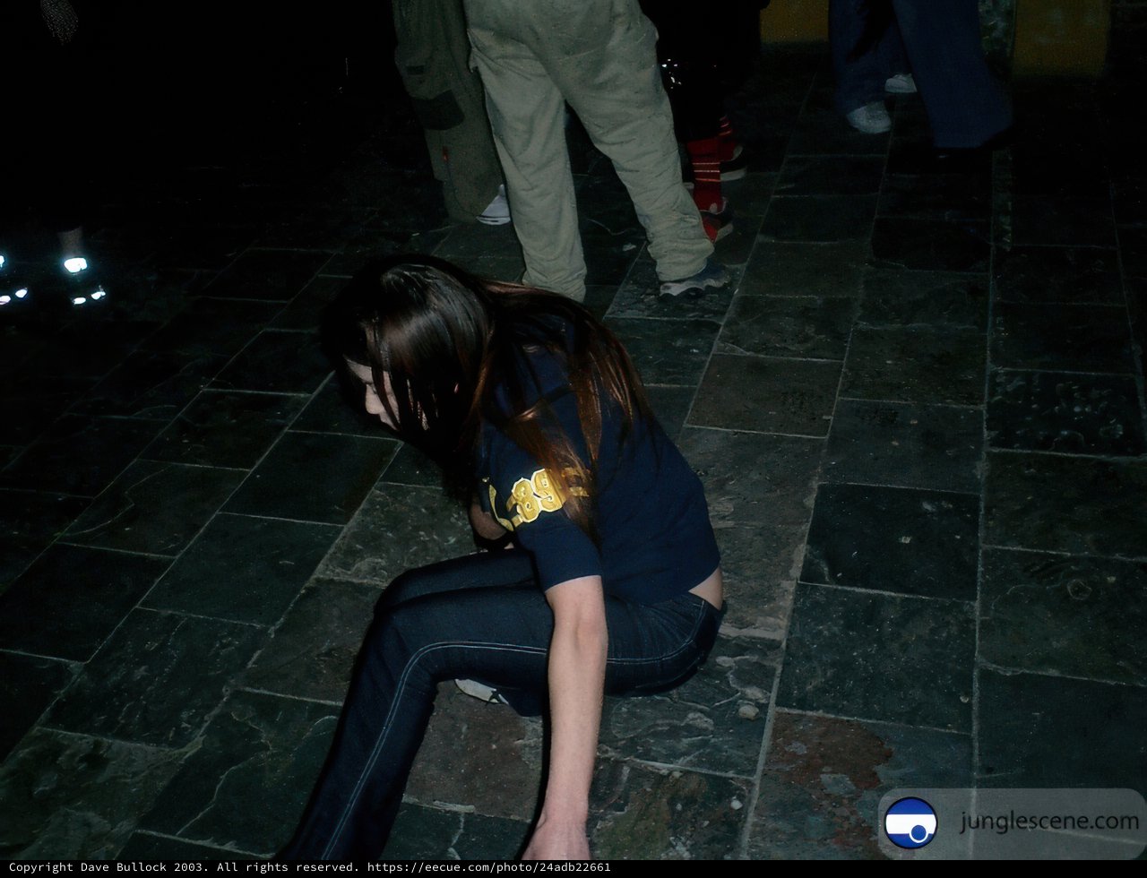 Sitting on the Slate Walkway