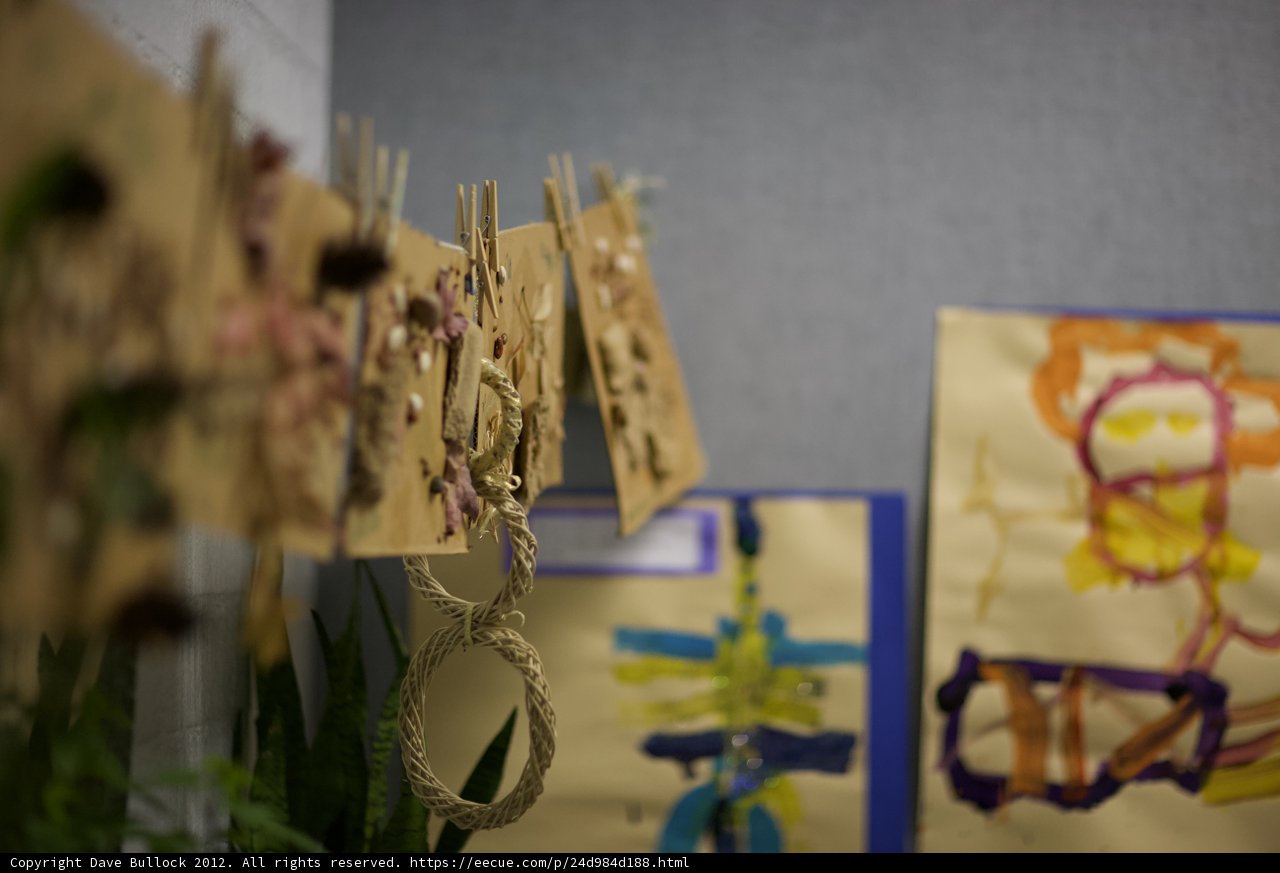 Art Display on Clothes Pegs
