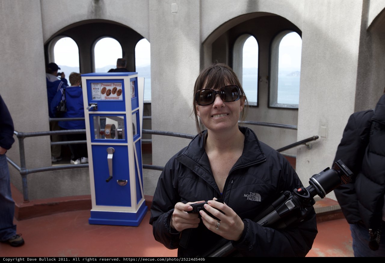 Tourist Smiles at Coit Tower Pressed Penny Machine