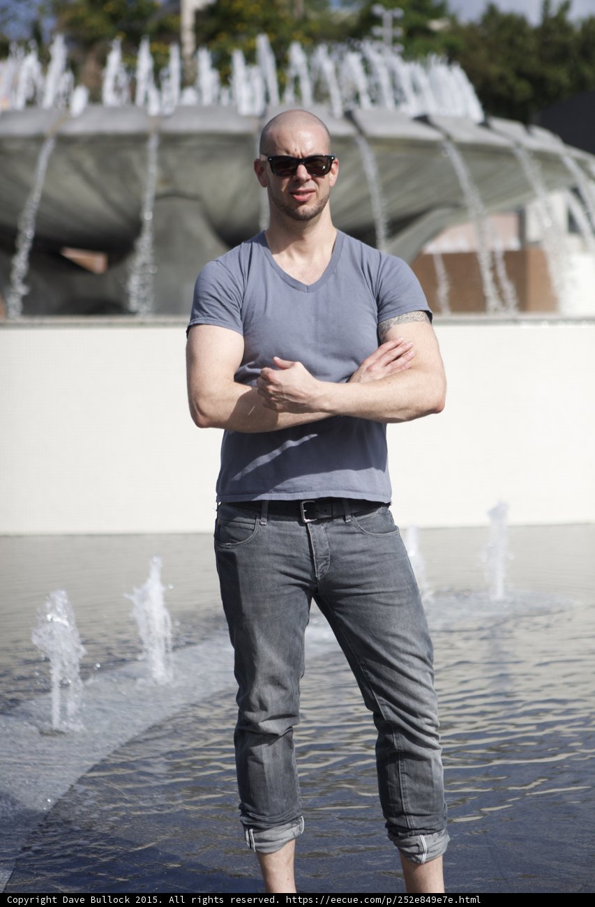 Checking Watch at Fountain