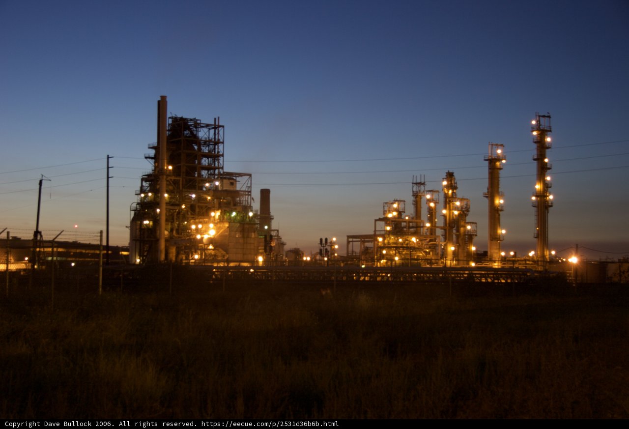 Illuminated Refinery at Dusk