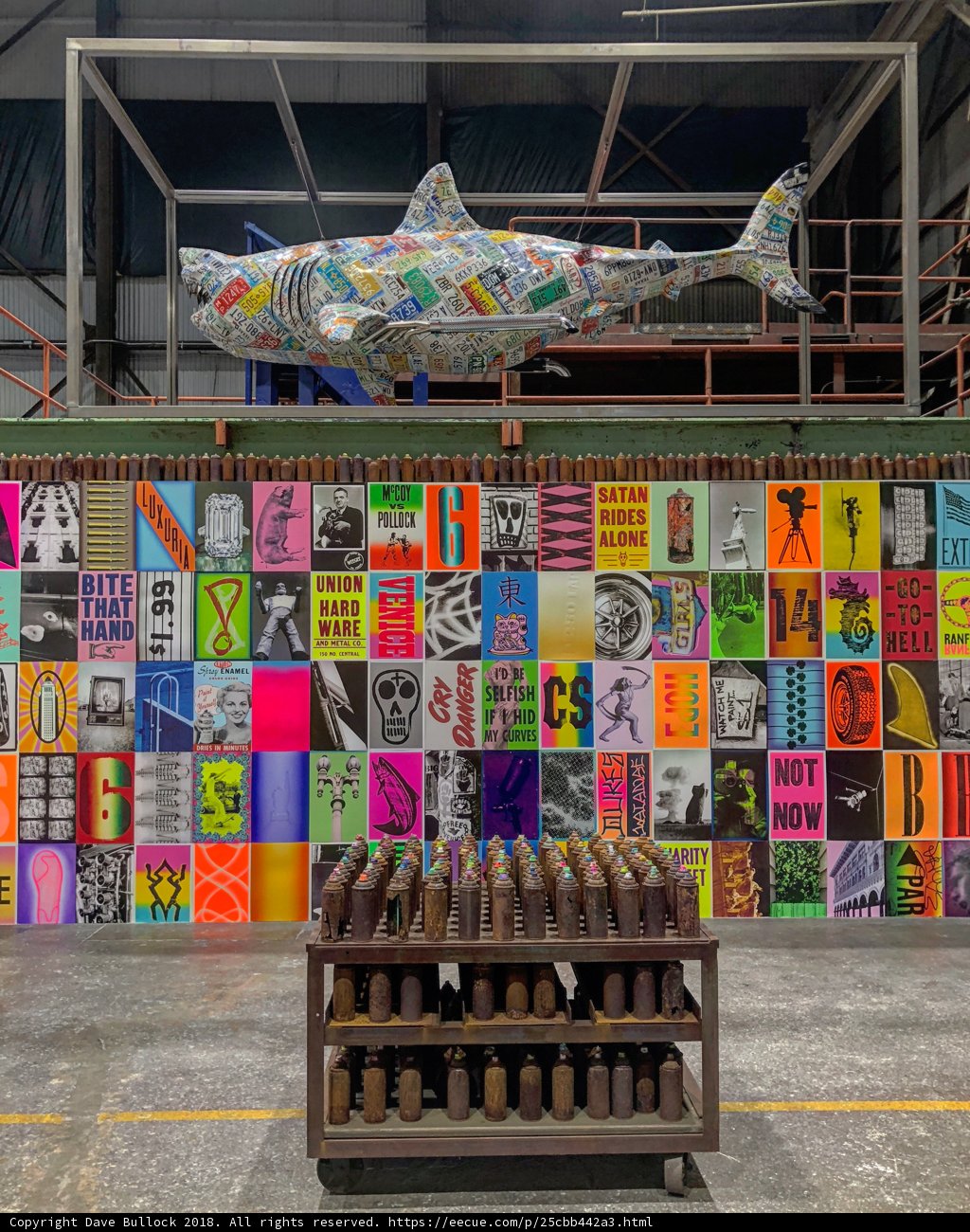 Hanging Shark Art in LA Warehouse