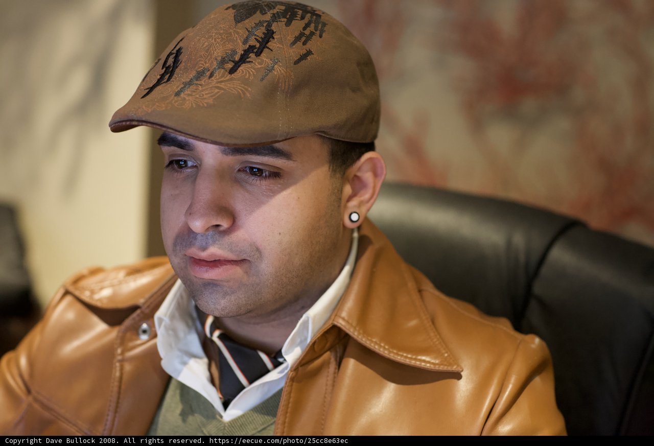 Stylish Man in Brown Leather Jacket
