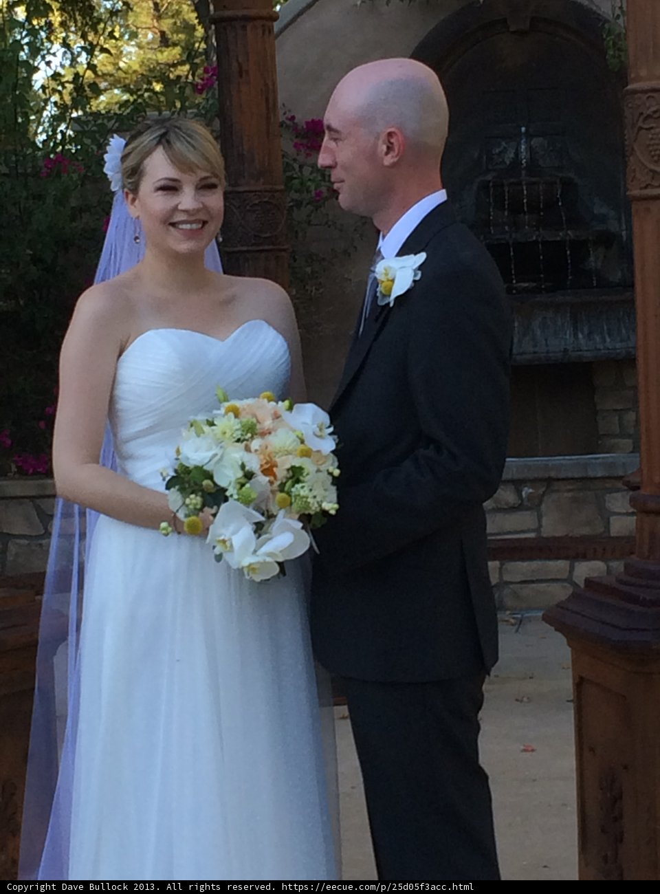 A Beautiful Wedding Day by the Fountain