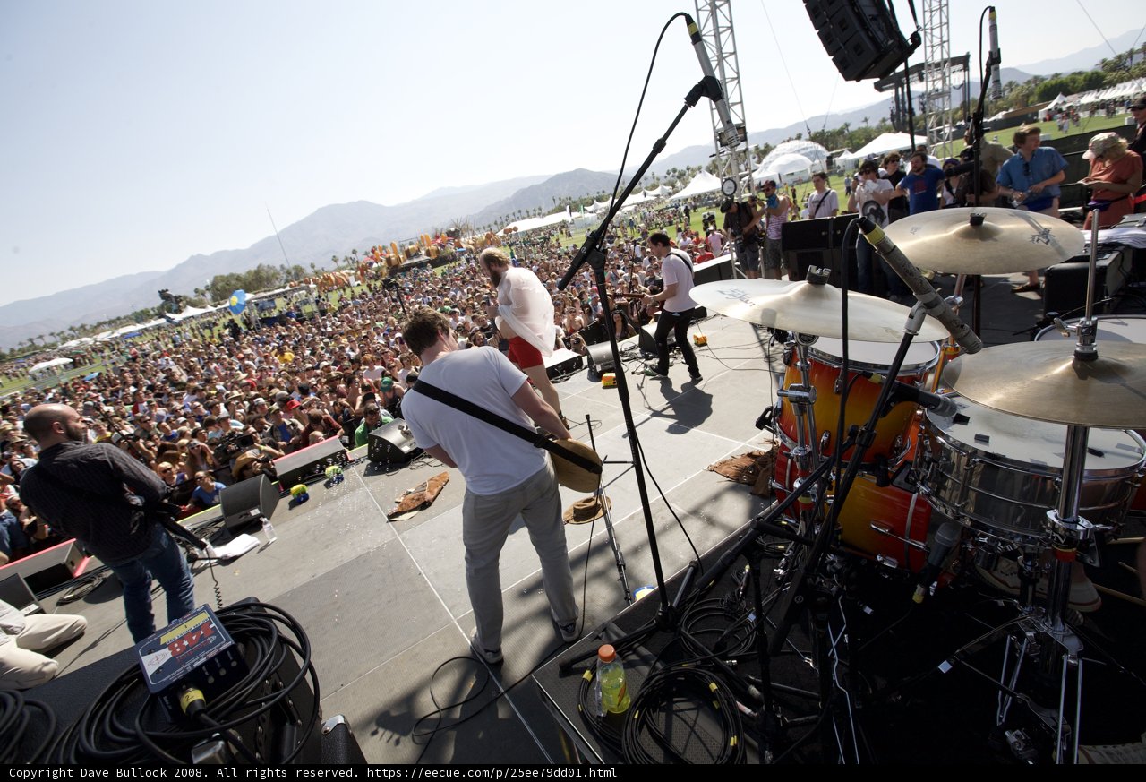 Music Band Performing to a Crowded Outdoor Concert