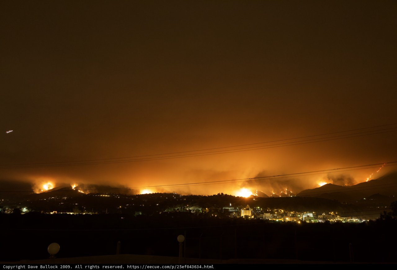 Aerial View of Station Fire at Night