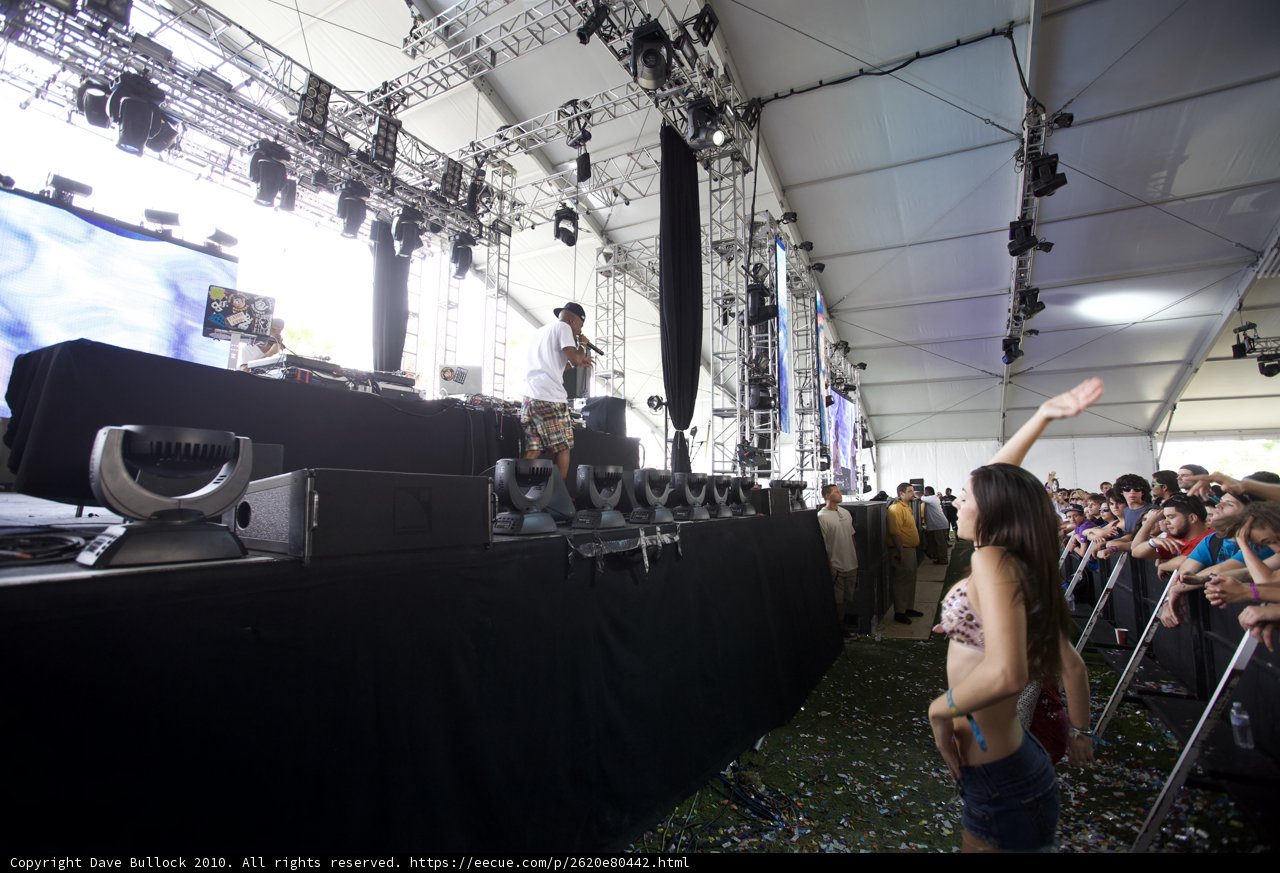 Coachella concertgoer dances on stage