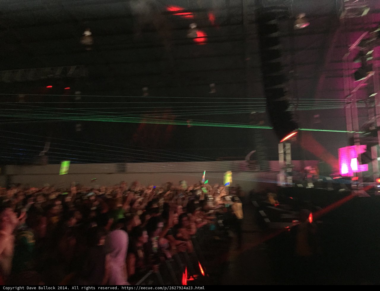 Green Lights and a Crowd at a Nightclub Concert in San Bernardino