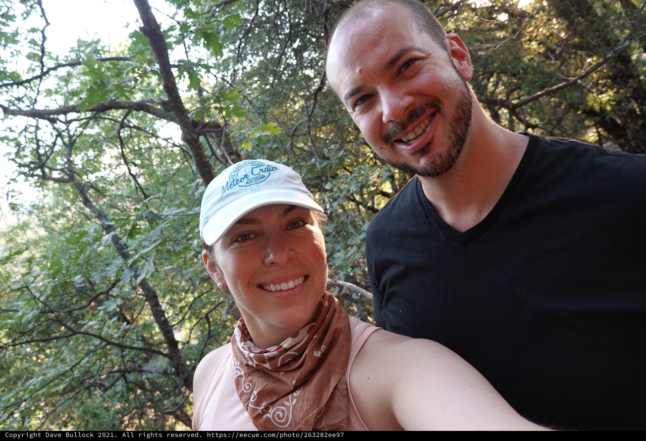 Happy Couple's Forest Selfie Adventure