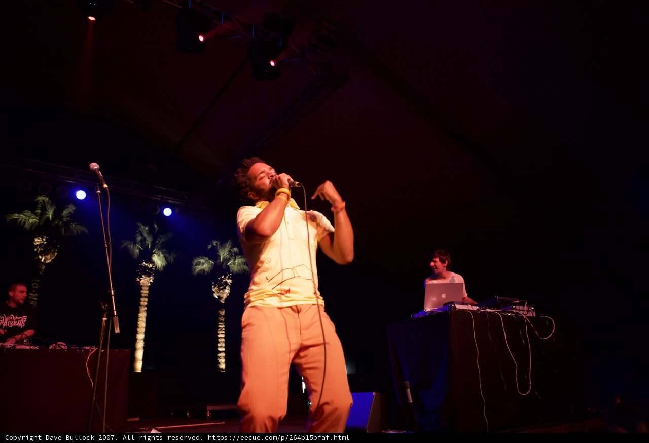 Live at Coachella: Man Rocks the Stage with Dual Microphones