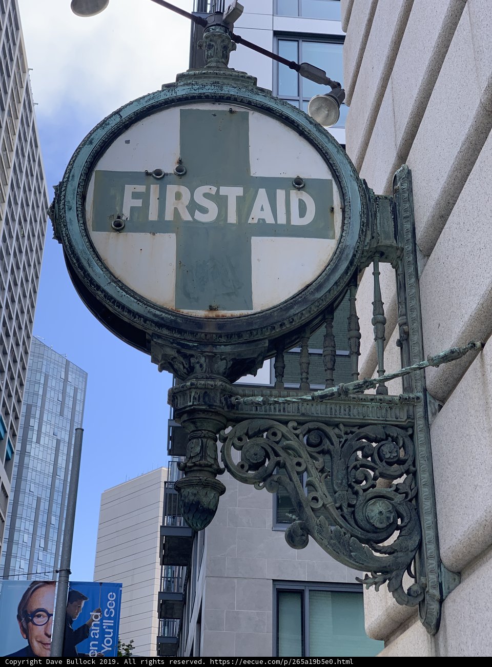 First Aid Sign on Office Building