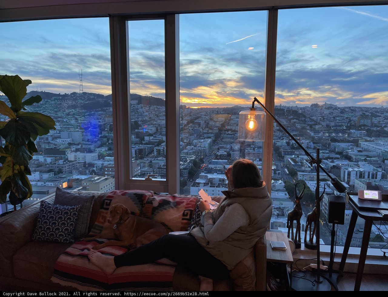 Urban Sunset from a Cozy Living Room