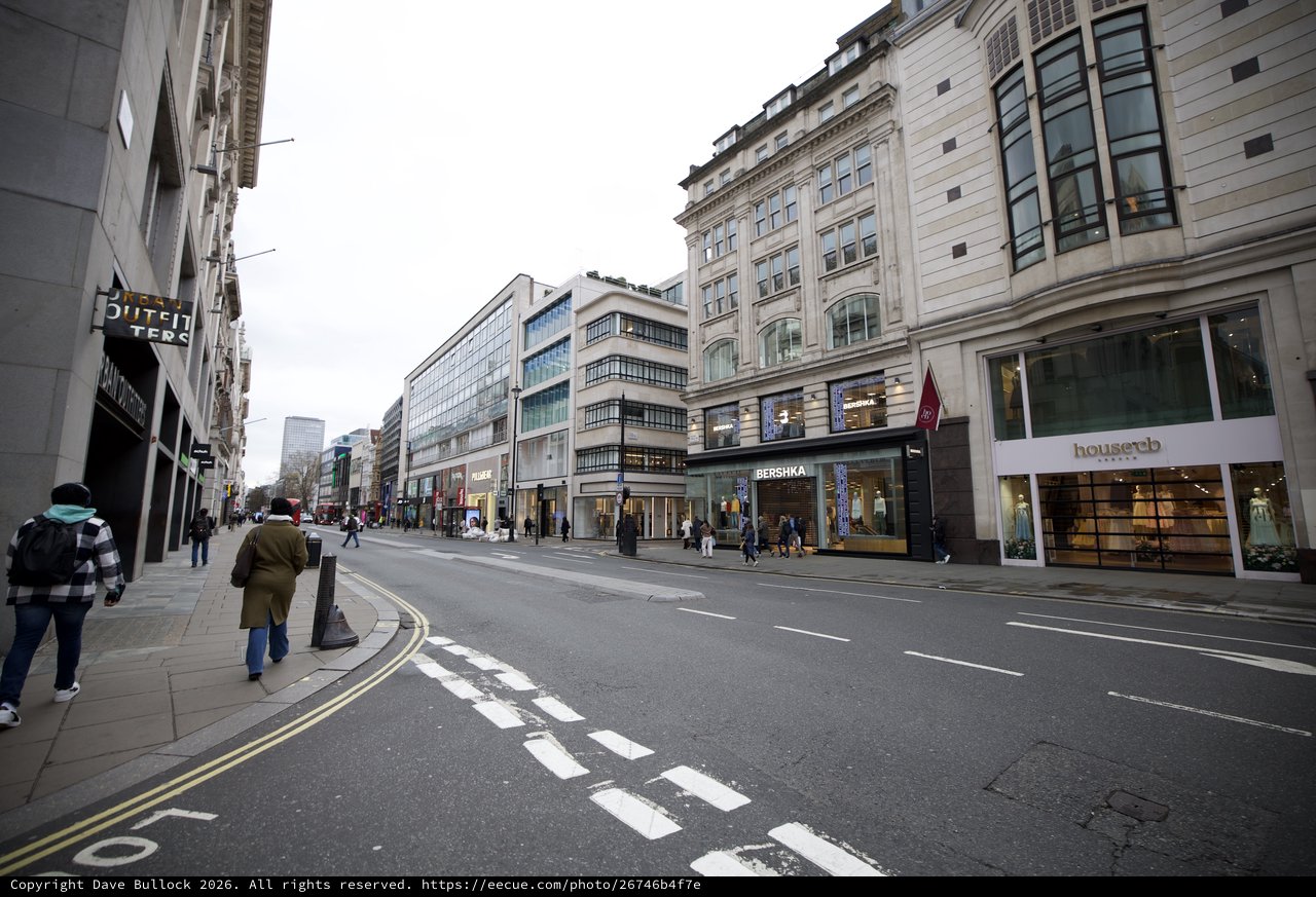 Oxford Street Shopping District on Overcast Day