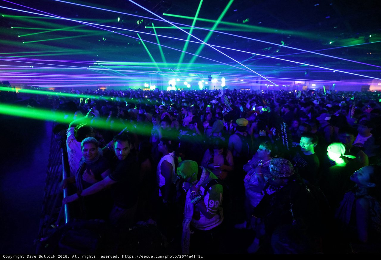 Laser Light Show Engulfs Massive Rave Crowd