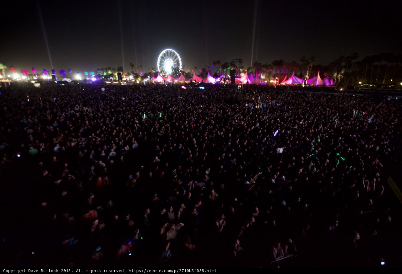Coachella Concert Crowd in Night Sky