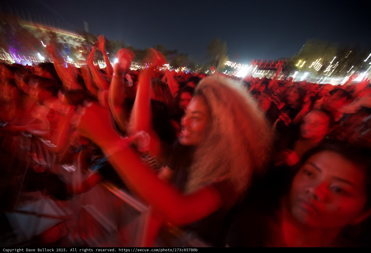 FYF Fest Crowd Woman Dancing Long Hair Red Light Festival