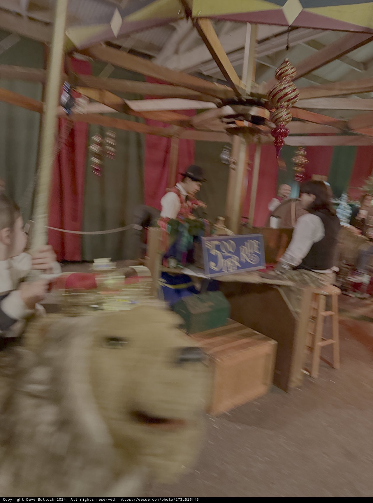 Motion-Blurred Victorian Christmas Market Scene