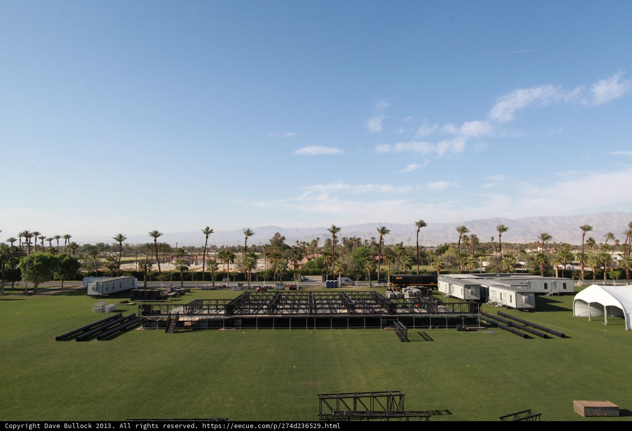 Aerial View of Coachella Weekend 2 Grass Field with Giant Tent