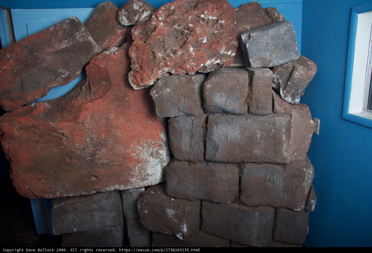 The Ancient Stone Wall and Blue Wall Behind It