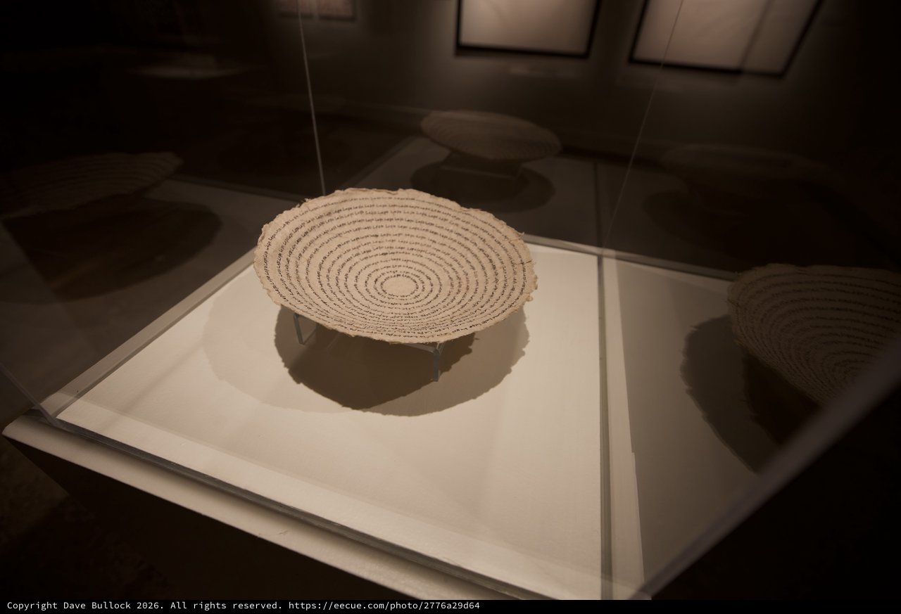 Circular Text Spiral Art Installation in Museum Display