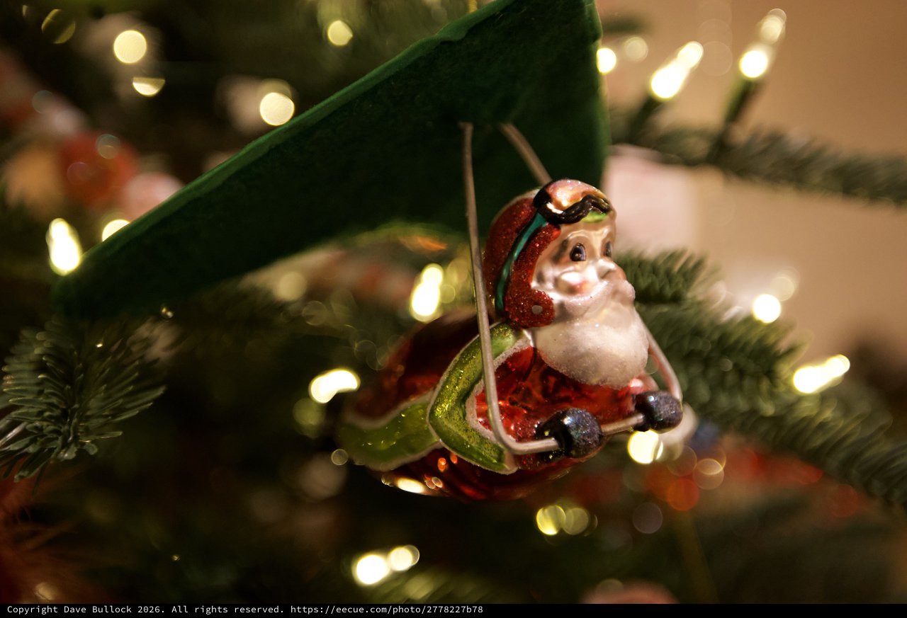 Vintage Santa Claus Ornament on Christmas Tree