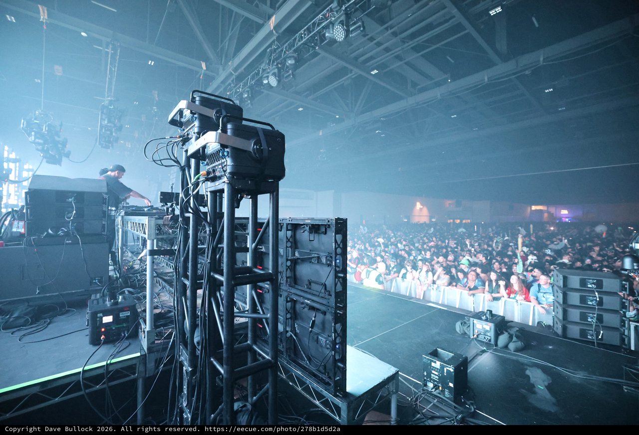 DJ Performs Before Massive Indoor Festival Crowd