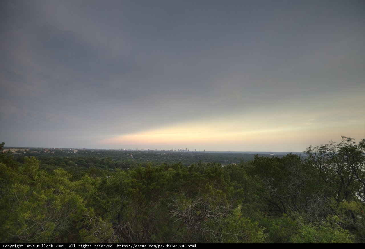 Sunset over the Austin skyline