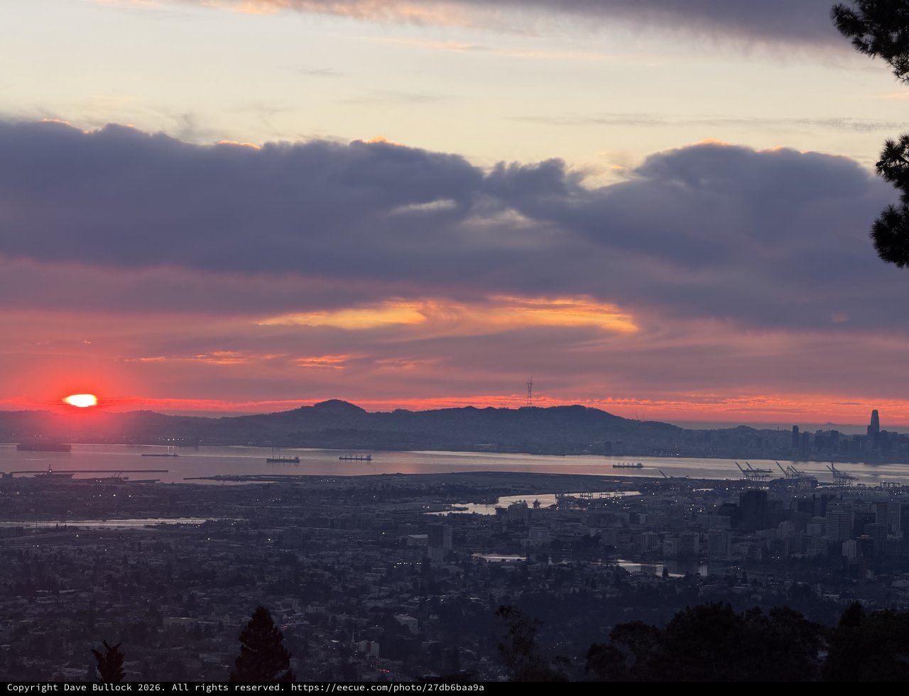 Sunset Over San Francisco Bay from Oakland Hills