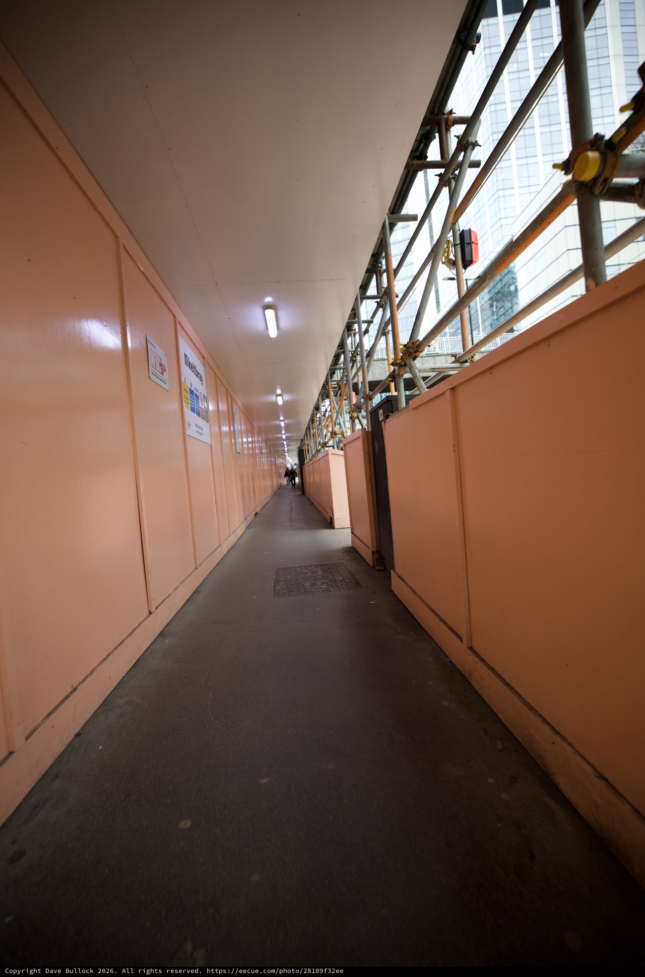Covered Pedestrian Walkway Through London Construction Zone