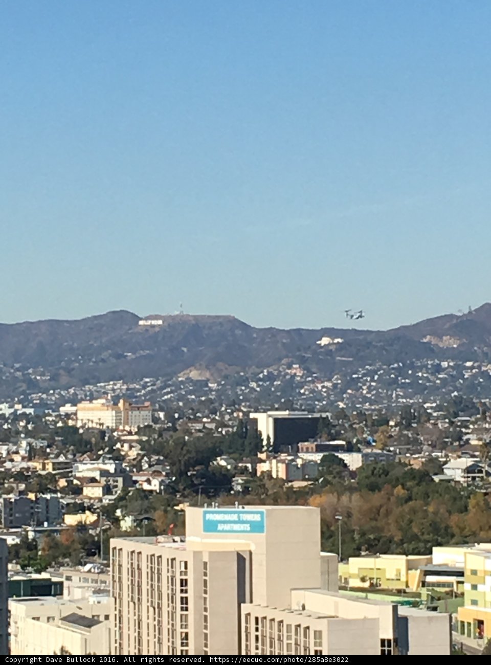 Hollywood Sign and Urban Skyline Captured from High Rise