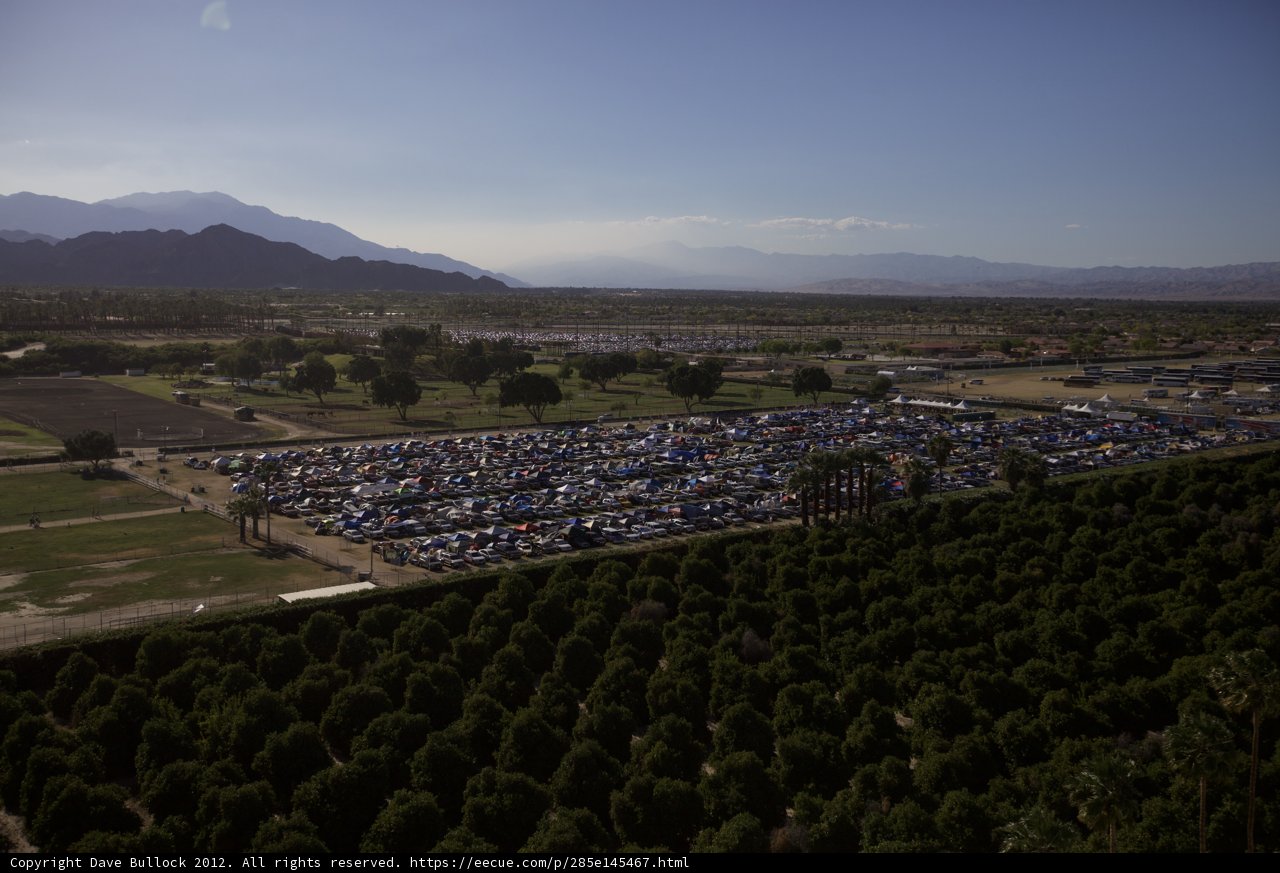Aerial View of Coachella Parking Lot with Trees