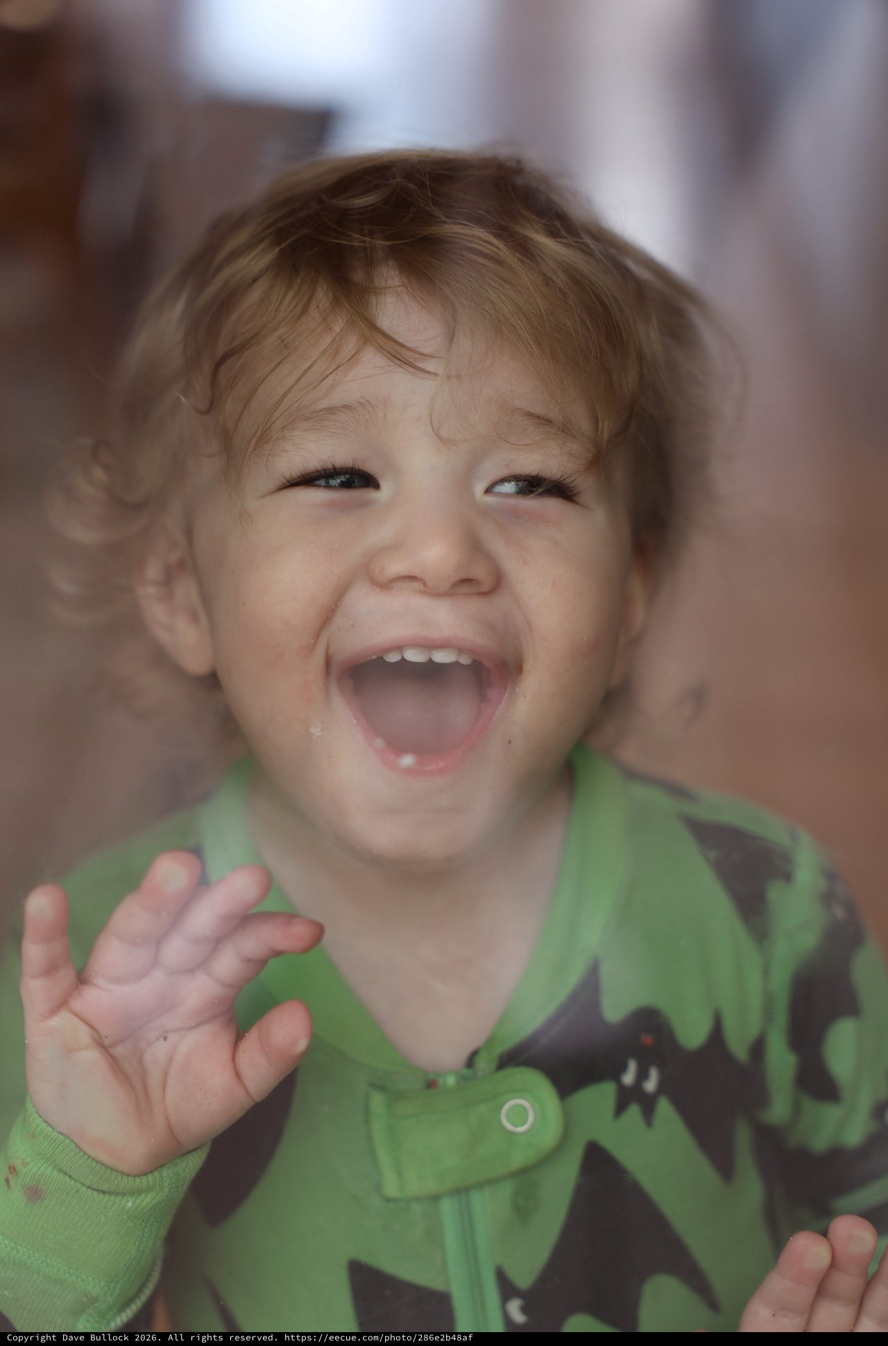 Joyful Toddler with Bright Smile and Messy Hair