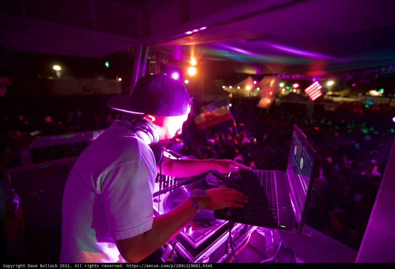 Digital DJ in a White Hat and Shirt