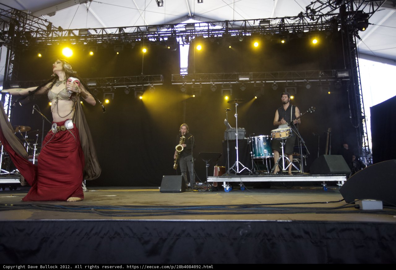 Red-Dressed Diva on Stage