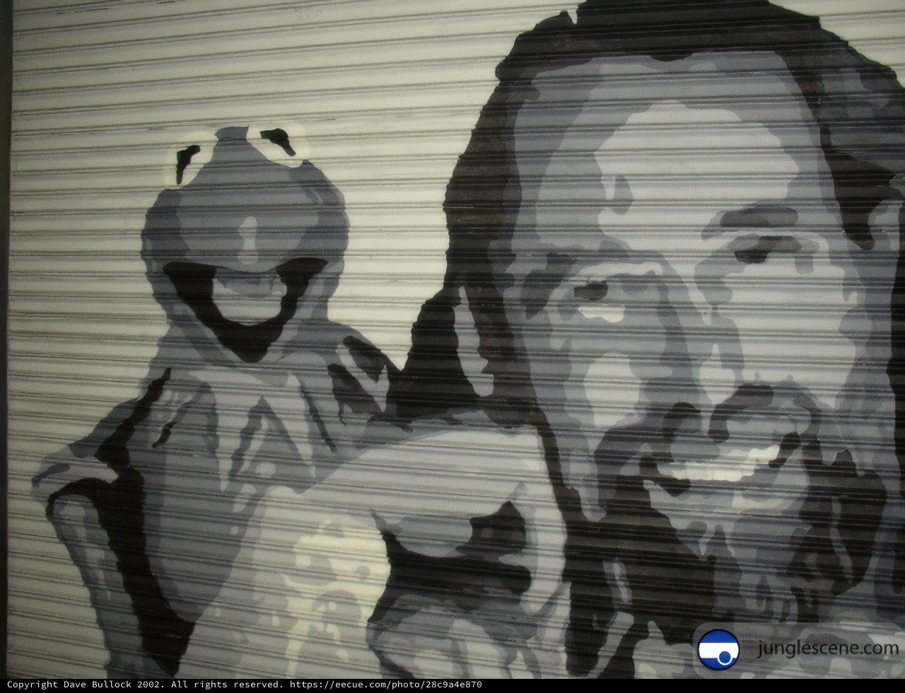 Man and Animal Mural on Garage Door