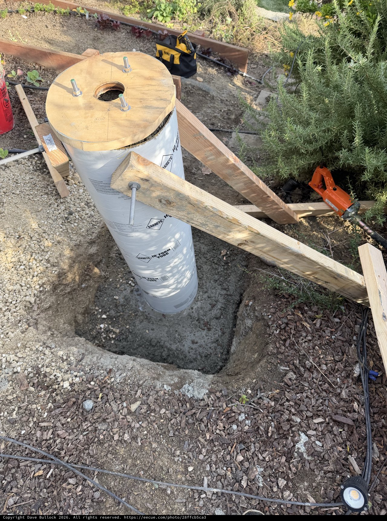 DIY Deck Post Foundation Construction in Progress