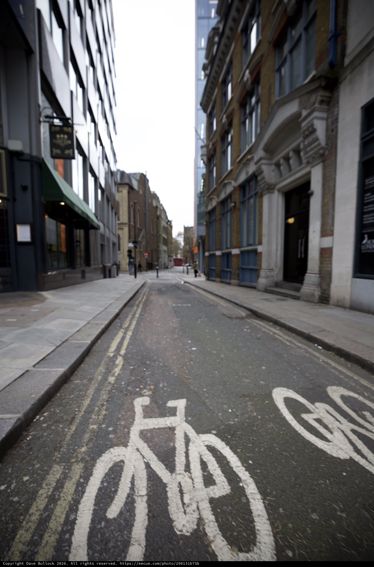Empty London Bicycle Lane on Overcast Morning