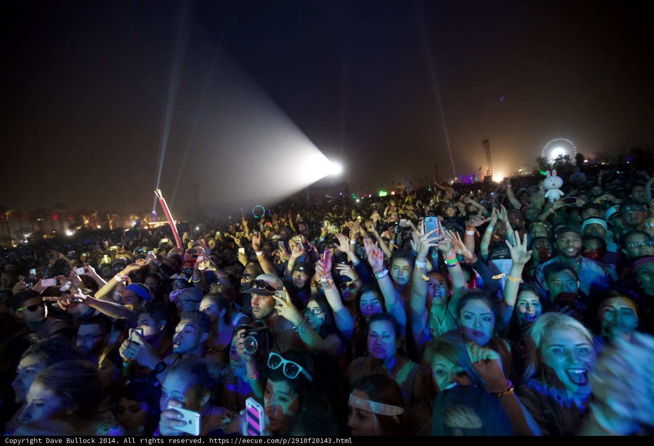 Nighttime Crowd at Coachella Music Festival